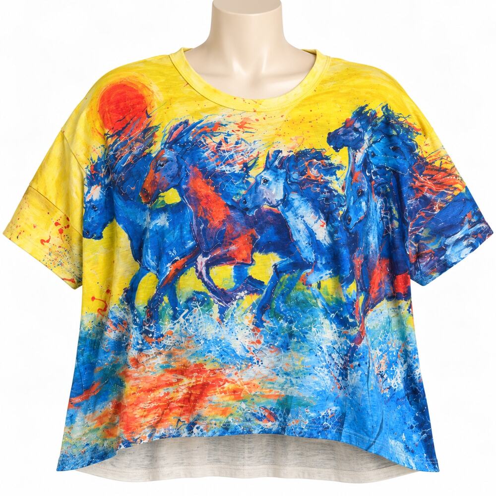Leoma Lovegrove Wild Horses Wearable Art High Low Top Women's Small